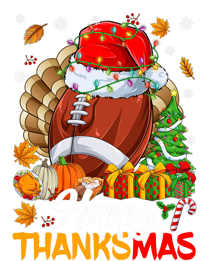 Merry Thanksmas Football Santa Hat Thanksgiving Christmas T-Shirt