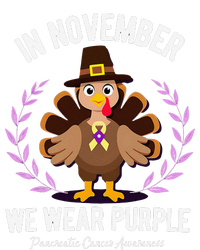 In November We Wear Purple Pancreatic Cancer Turkey Striped Beanie with Solid Band