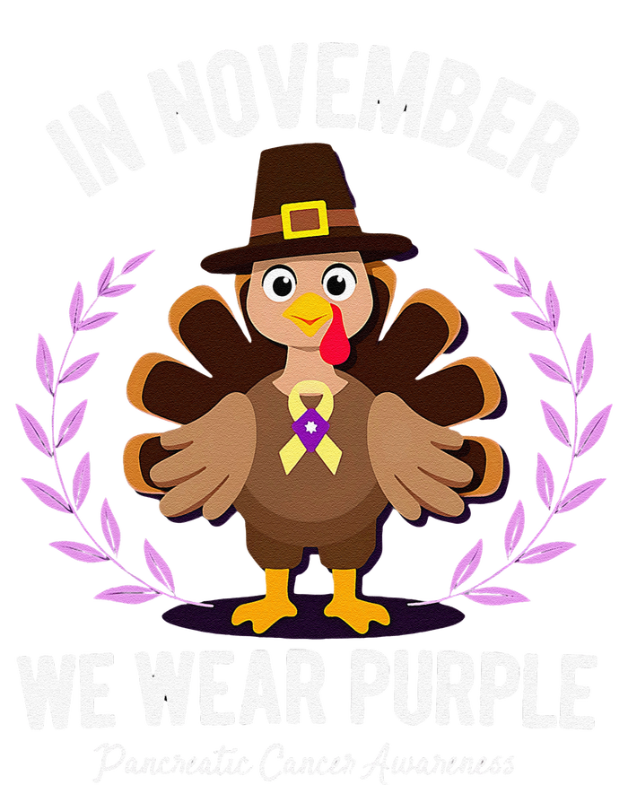 In November We Wear Purple Pancreatic Cancer Turkey Striped Beanie with Solid Band