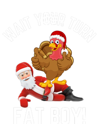 Wait Your Turn Fat Boy Funny Thanksgiving Turkey Santa 7-Panel Snapback Hat