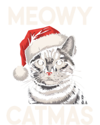 Vintage Meowy Catmas Cat With Santa Hat Xmas Holiday Kitten Ladies Long Sleeve Shirt