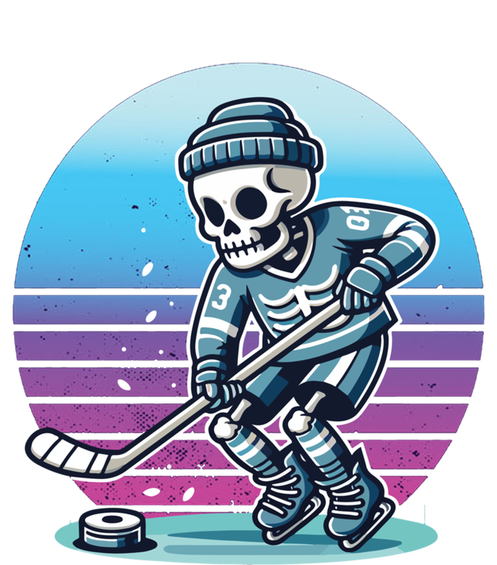 Skeleton Hockey Ice Uniform Beanie Puck Stick Playful Bones Funny Gift T-Shirt