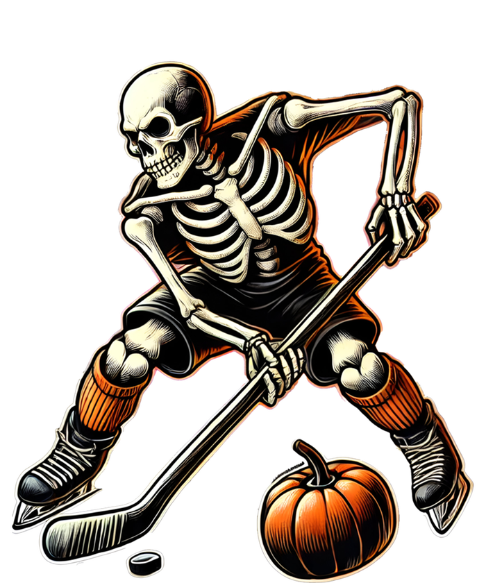 Skeleton Playing Ice Hockey Halloween Costume Gift Full-Length Apron With Pockets