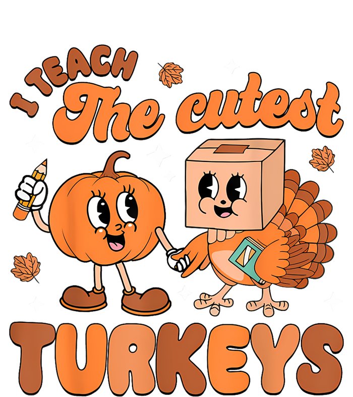 Retro I Teach The Cutest Turkey Thanksgiving Pumpkin Teacher Stainless Steel Insulated Water Bottle