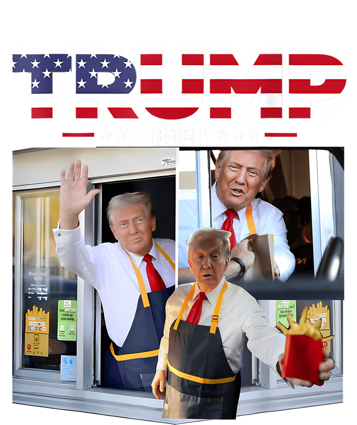 Trump Works The Drive Thru Fast Food Worker French Fries Full-Length Apron With Pockets