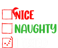 Xmas 2024 Nice Naughty I Tried Holiday Funny Christmas Gift Women's Long Sleeve Flannel Pajama Set 