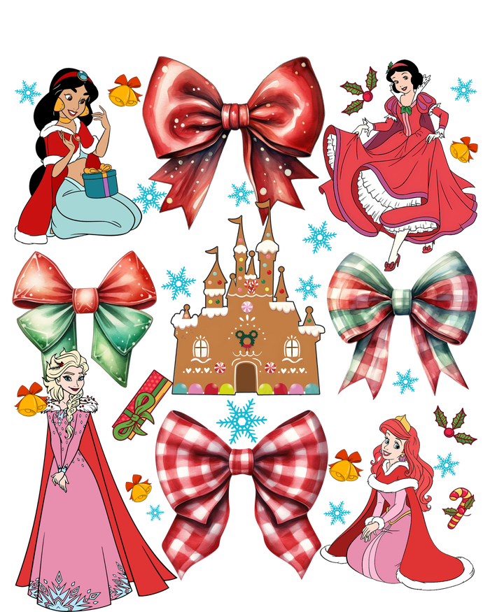 Princess Coquette Bows Christmas Lights Cartoon Movie Princess Merry Large Microfiber Waffle Golf Towel