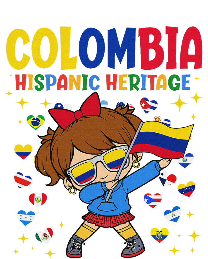 Hispanic Heritage Month Colombia Flag Colombian Girl Womens Cotton Relaxed Long Sleeve T-Shirt