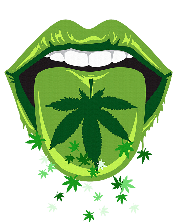 Marijuana Smoker Pot Leaf Tongue Green Lips Love Weed Full-Length Apron With Pockets