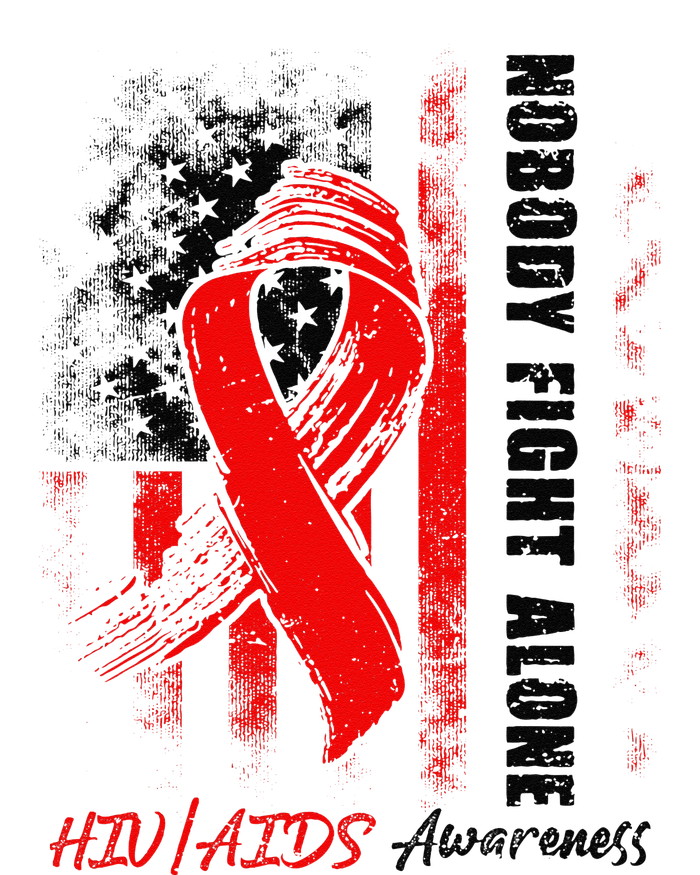 Nobody Fights Alone Hiv Aids Awareness Red Ribbon Supporter T-Shirt