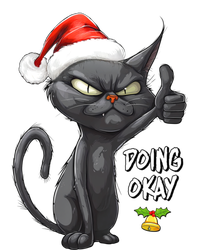 Holiday Xmas Christmas Cat Thumbs Up Doing Okay Sarcastic T-Shirt