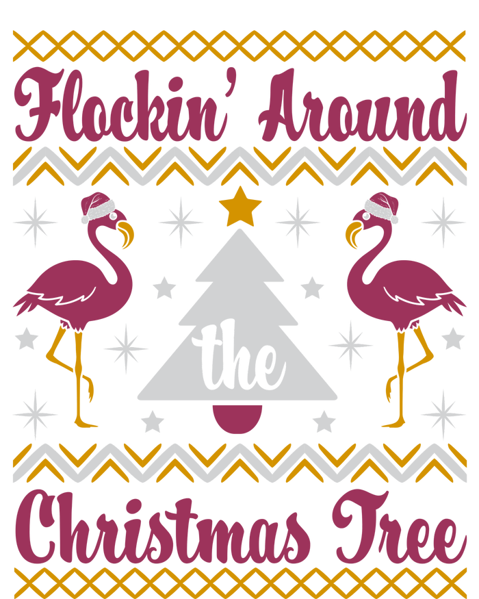 Flockin Around The Christmas Tree Flamingo Christmas T-Shirt