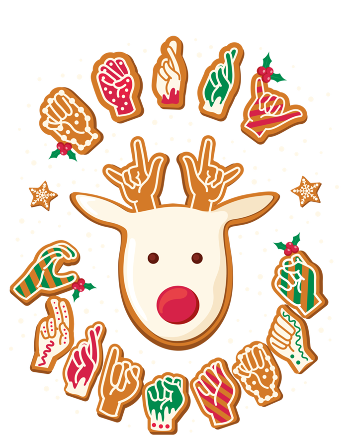 Asl Christmas Reindeer American Sign Language Gingerbread Cute Gift T-Shirt