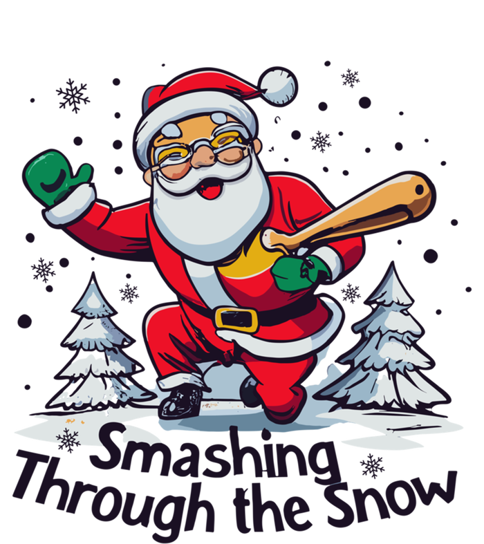 Baseball Player Christmas Santa Smashing Through The Snow Gift T-Shirt