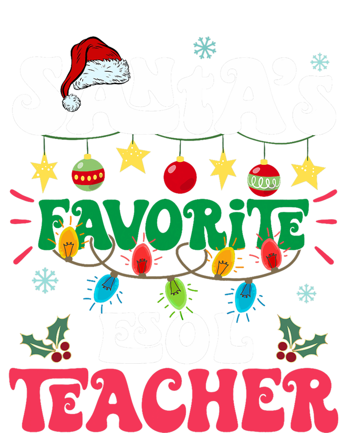 SantaS Favorite Esol Teacher Santa Hat Xmas Light Christmas T-Shirt