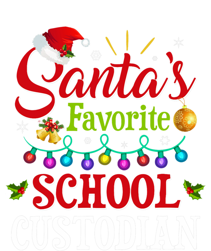 SantaS Favorite School Custodian Christmas Santa Hat Light T-Shirt