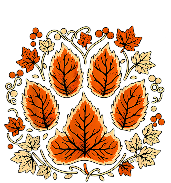 Fall Vine Leaf Dog Paw Print Autumn Maple Leaf Thanksgiving T-Shirt