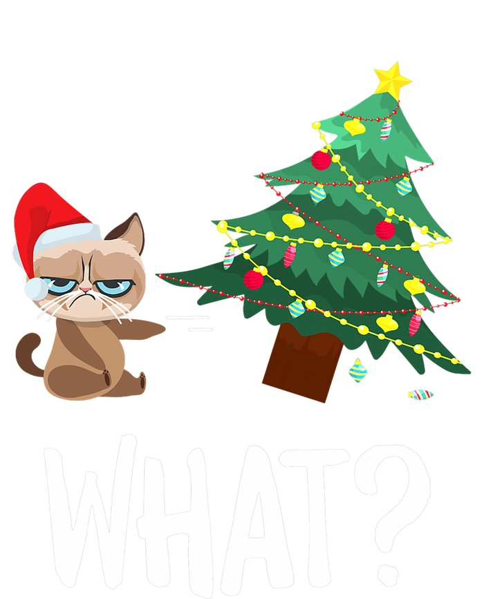 Cat Pushing Christmas Tree Over Funny What Cat Christmas T-Shirt