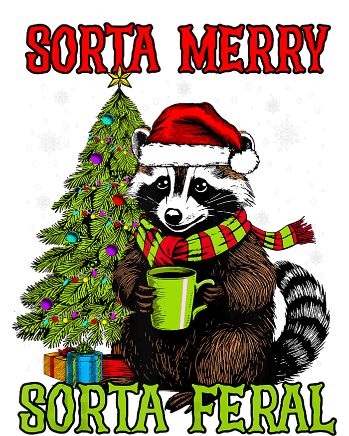 Christmas Tree Raccoon Santa Coffee Sorta Merry Feral Funny Tank Top Flexfit Unipanel Trucker Cap