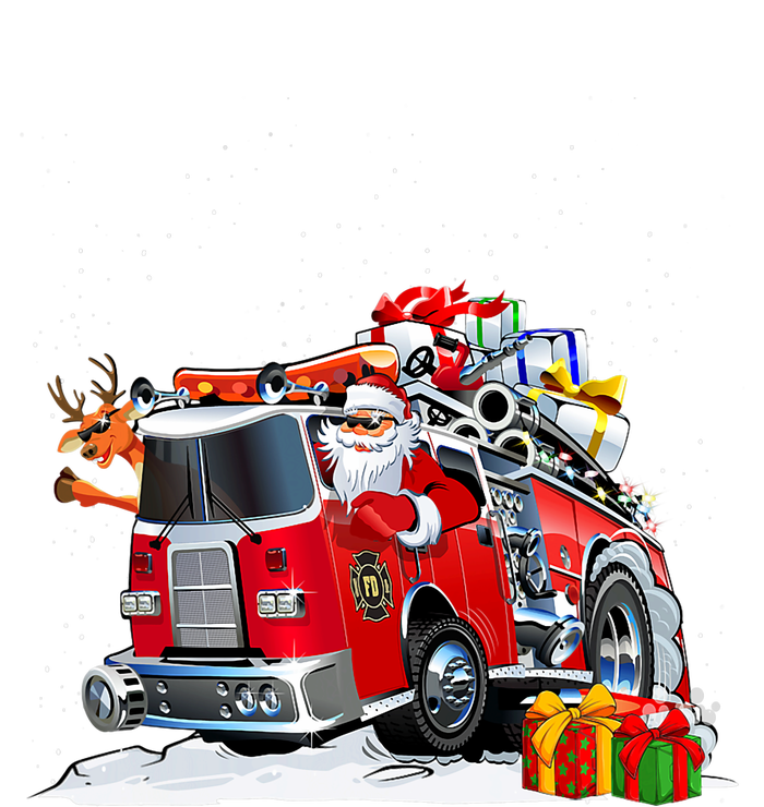 Firefighter Santa Fireman Driving Fire Truck Merry Christmas T-Shirt