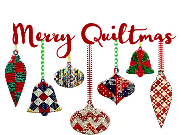 Funny Merry Quiltmas Quilting Christmas Ornament Sewing Women's T-Shirt