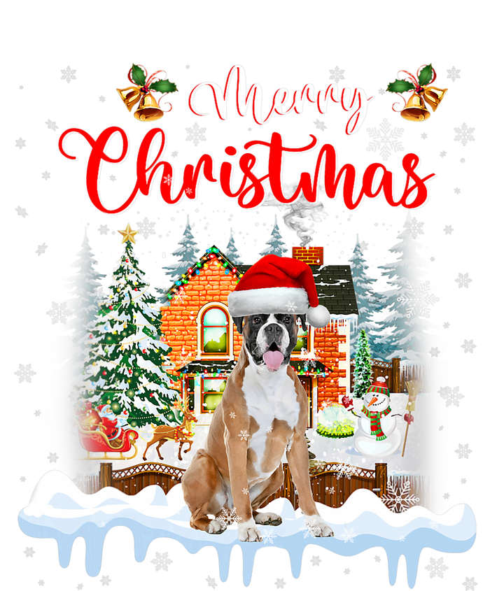 Merry Christmas Boxer Dog Santa Hat Lights Xmas T-Shirt