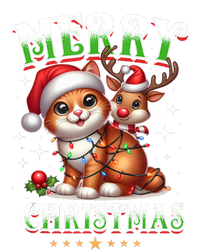 Merry Christmas Cat & Reindeer Santa Fairy Lights Xmas Tank Top T-Shirt