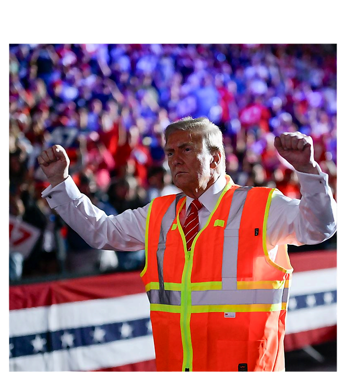 President Trump Garbage Truck Worker Vest Maga 2025 Valucap Bio-Washed Visor