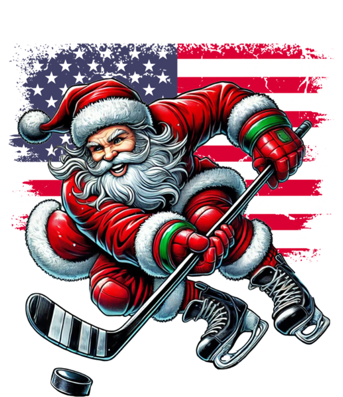 American Flag Santa Hat Ice Hockey Christmas Funny Gift Infant Baby Jersey Bodysuit