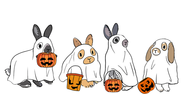 Cute Fall Ghost Bunny Rabbit Halloween Costume Spooky Season Cute Gift Striped Beanie with Solid Band