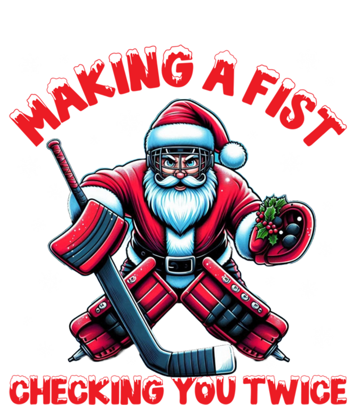 Making A Fist Checking You Twice Ice Hockey Xmas Snowflakes Cool Gift Women's Tri-Blend 3/4-Sleeve Raglan Shirt