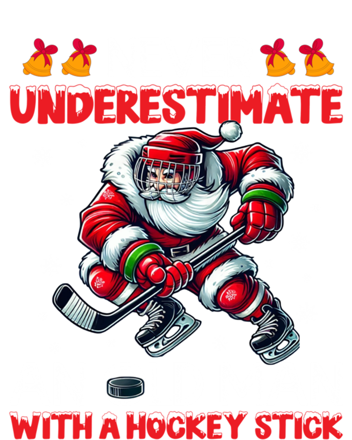 Never Underestimate Old Hockey Stick Santa Snowflakes Cute Gift T-Shirt