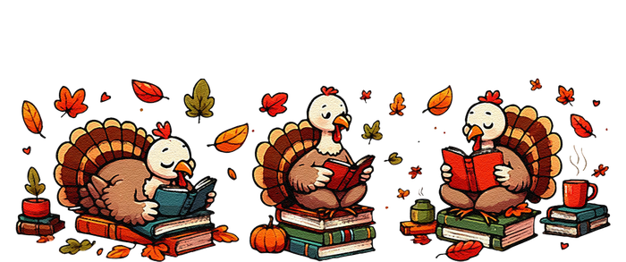 Funny Turkey Reading Book Librarian Bookworm Thanksgiving Gift T-Shirt