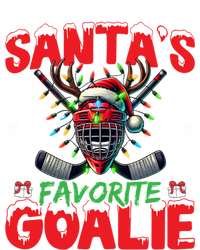 Santa’S Favorite Goalie Christmas Hockey Santa Hat Funny Gift Women's Flannel Pajama Set