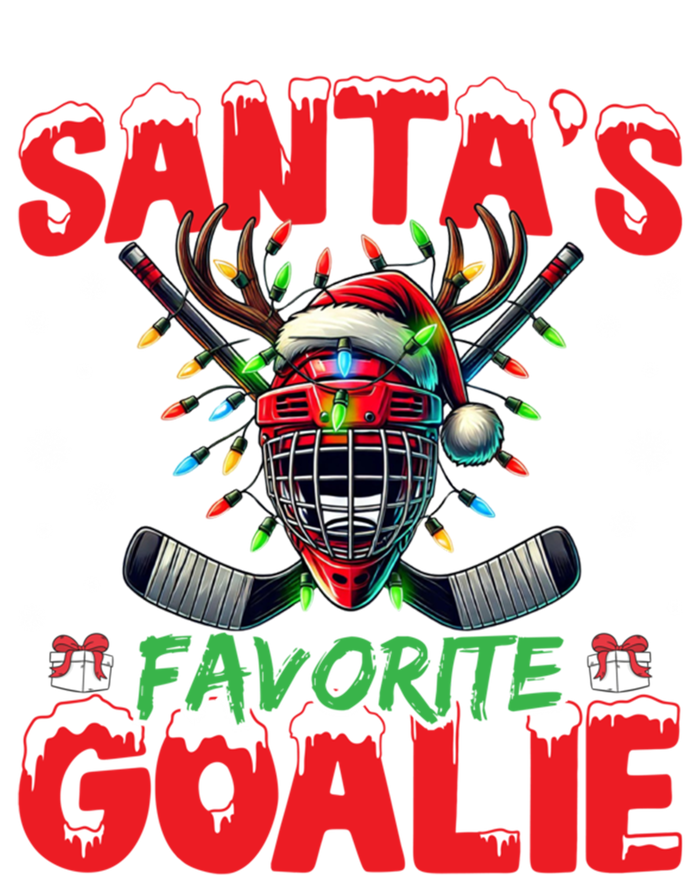 Santa’S Favorite Goalie Christmas Hockey Santa Hat Funny Gift Women's Flannel Pajama Set