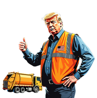 Trump Thumbs Up Garbage Truck Worker American Flag Vest Full Zip Hoodie