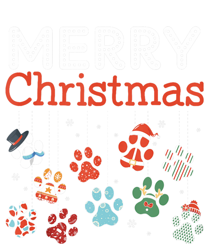 Merry Christmas Paw Prints For Dog Lovers Design Tank Top Striped Beanie with Solid Band