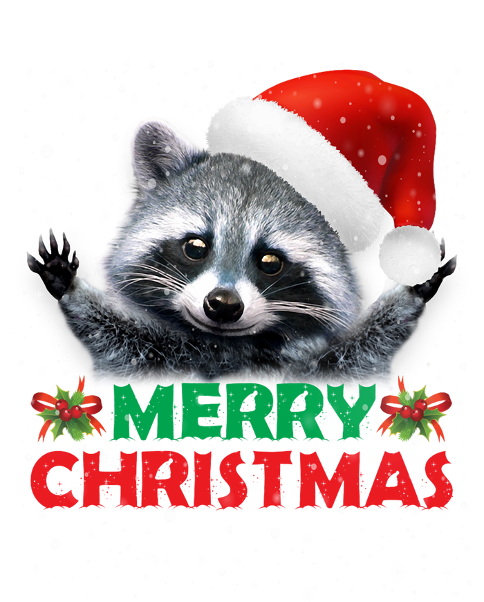 Merry Christmas Raccoon Santa Raccoon Wears Santa Hat Funny Long Sleeve Tie-Dye T-Shirt