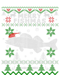 Merry Fishmas Walleye Fisherman Gift Fishing Ugly Christmas Ladies Long Sleeve Shirt