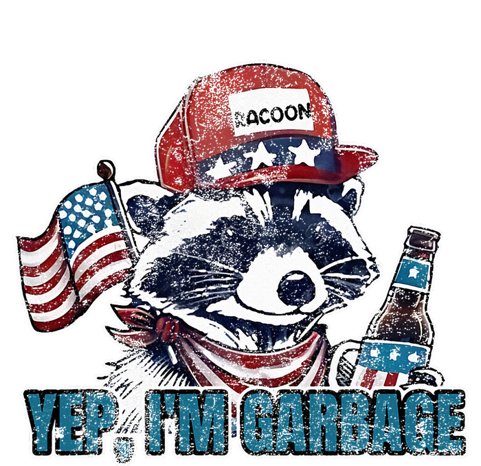 Yep IM Garbage Funny Political Raccoon Pom Pom 12in Knit Beanie