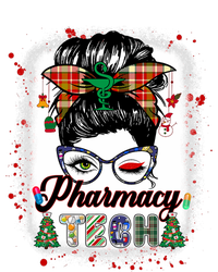 Pharmacy Tech Life Messy Bun Hair Christmas Pajama Cropped Pullover Crew