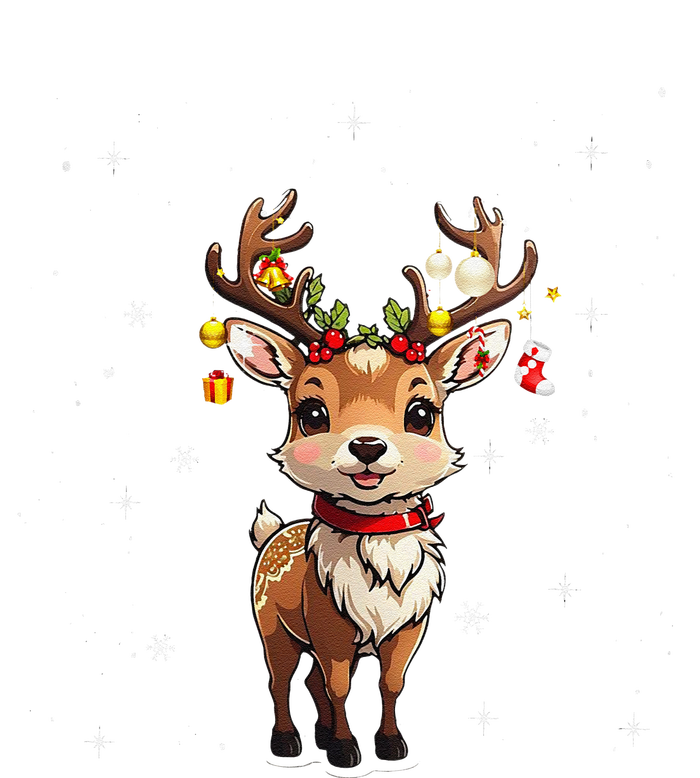 Cute Deer With Santa Hat Christmas Pajama Xmas Reindeer Button