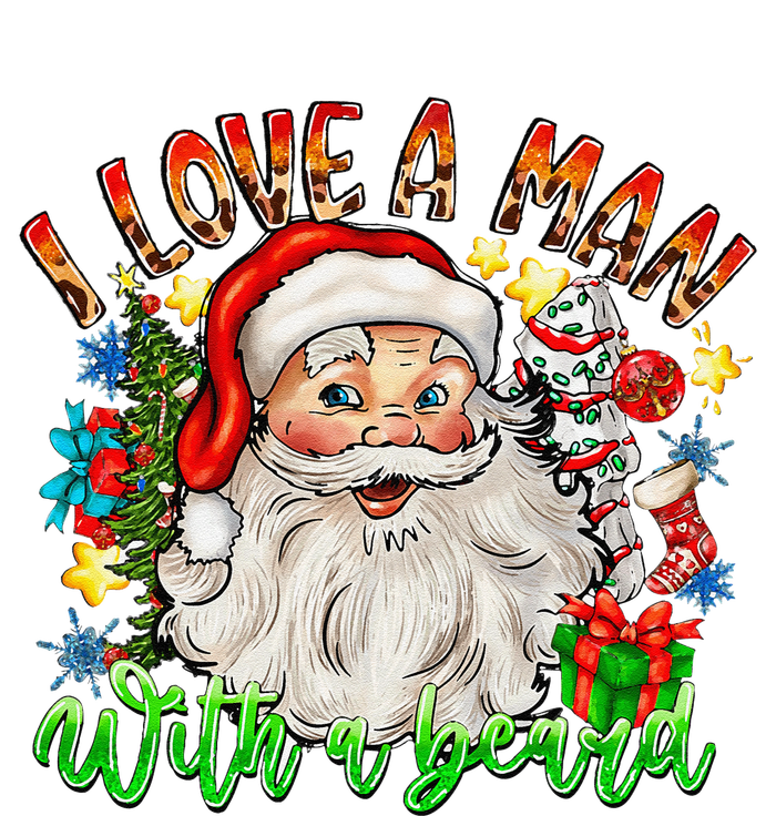 I Love A Man With A Beard Santa Claus Christmas T-Shirt