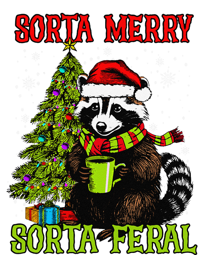 Christmas Tree Raccoon Santa Coffee Sorta Merry Feral Funny Sustainable Beanie