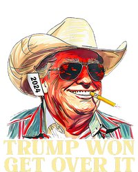 Trump Won Get Over It 2024 Funny Western Trump Cowboy Women's Flannel Pajama Set