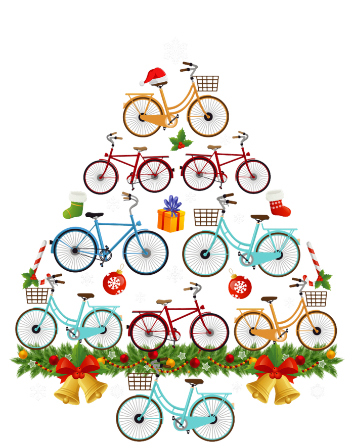 Bicycle Christmas Tree Santa Hat Lights Sweater Xmas Long Sleeve T-Shirt