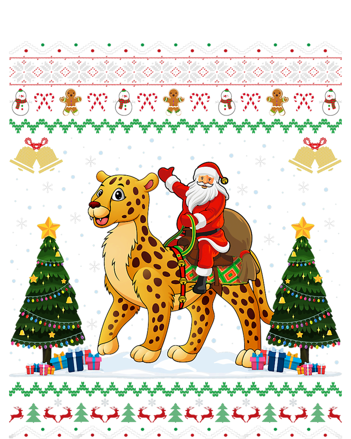 Cheetah Ugly Xmas Gift Santa Riding Cheetah Christmas T-Shirt