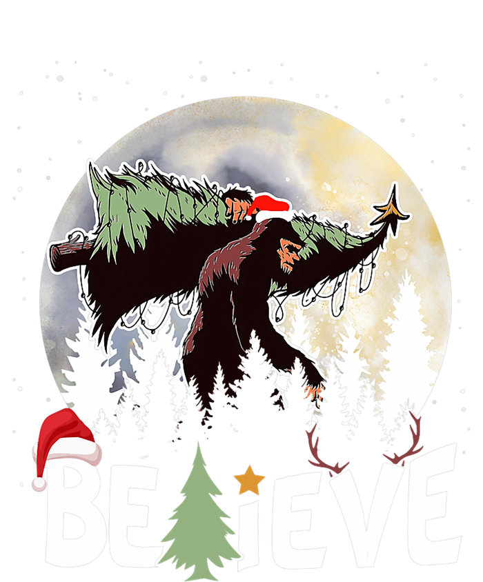 Christmas Bigfoot Believe Sasquatch In Moon Light Santa Xmas Performance Fleece Hoodie