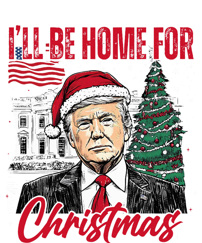 ILl Be Home For Christmas Funny Santa Trump Xmas Pajamas Women's Long Sleeve Flannel Pajama Set 