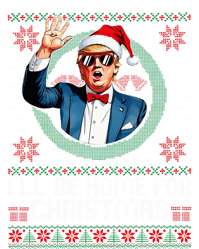 ILl Be Home For Christmas Funny Trump Ugly Xmas Sweaters Pj Striped Beanie with Solid Band